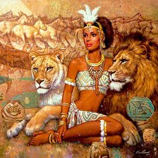 Схема вышивки «Серия "Царицы" С львами»