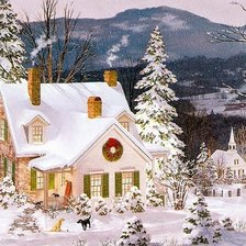 Схема вышивки «домик в лесу»