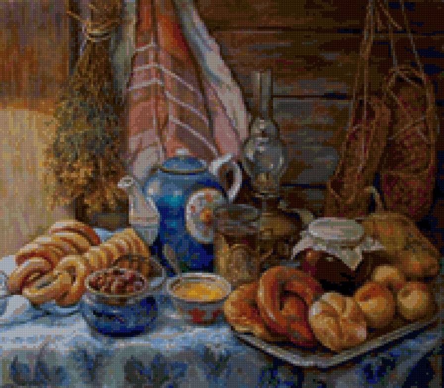 Чаепитие в деревне - натюрморт, чай, еда, деревня - предпросмотр