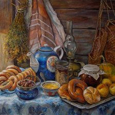 Схема вышивки «Чаепитие в деревне»