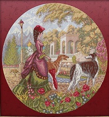 Дама с борзыми - дама, собака, пейзаж - оригинал