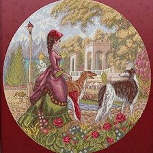 Схема вышивки «Дама с борзыми»