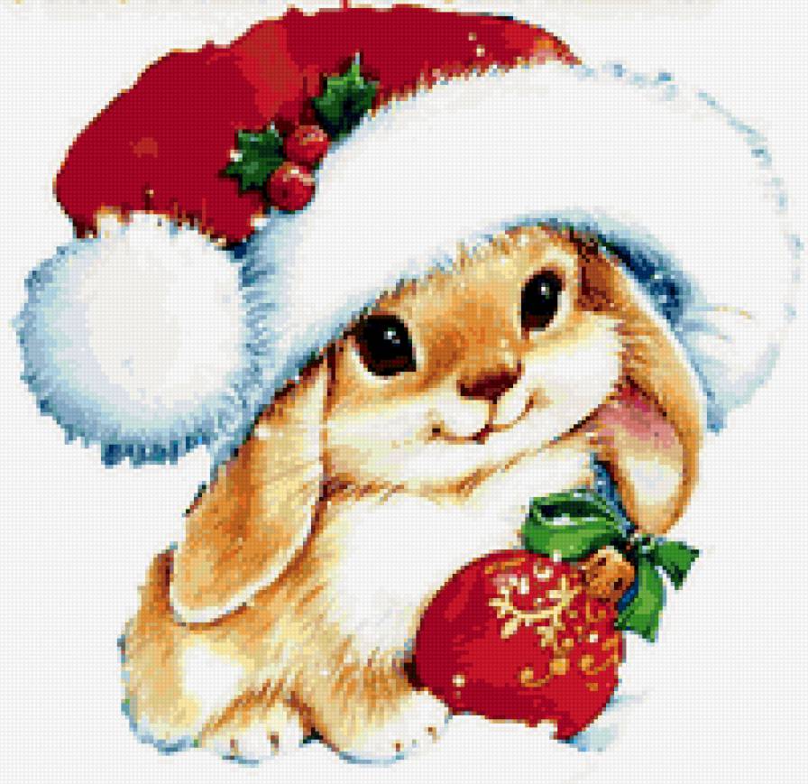 новогодний зайчик - животные, зайчик, новый год - предпросмотр