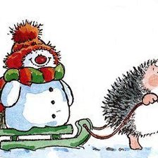 Схема вышивки «Ёжик и снеговик»