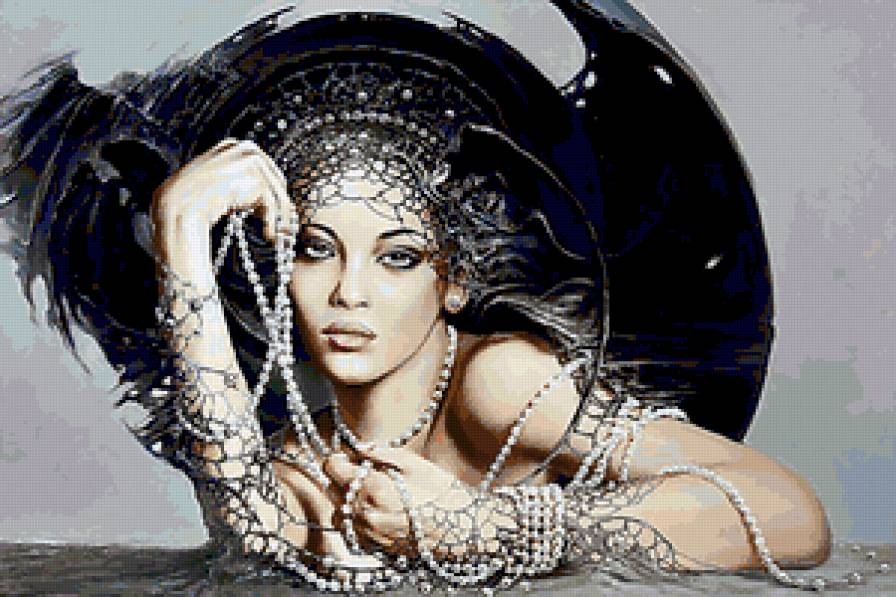 Жемчужина - девушка, портрет, фентези - предпросмотр