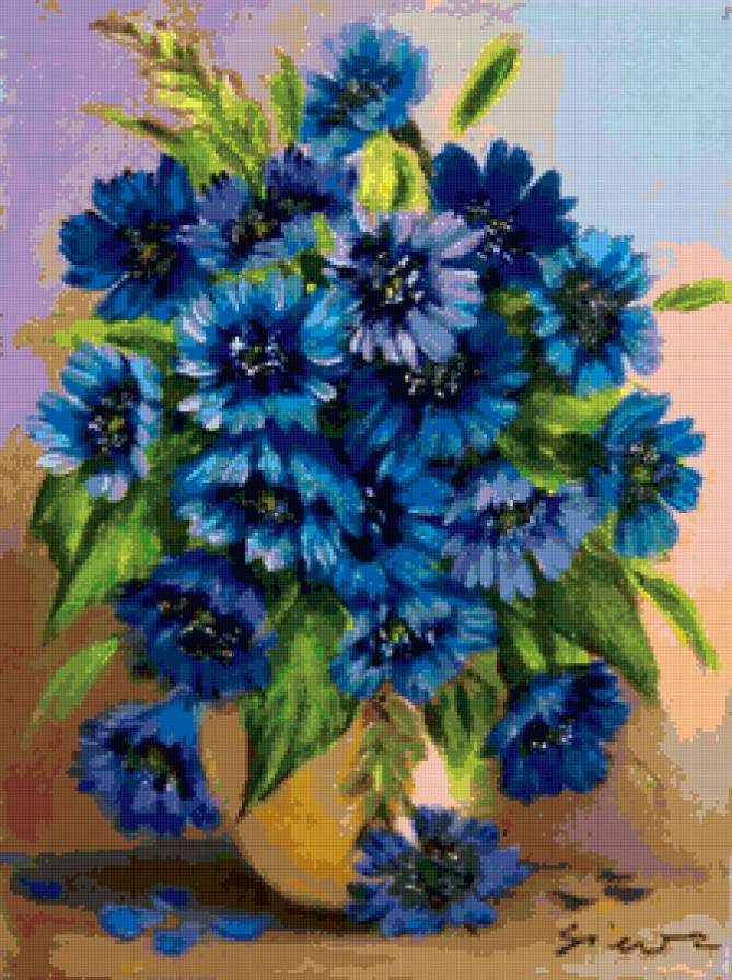 васильки в вазе - васильки, ваза - предпросмотр