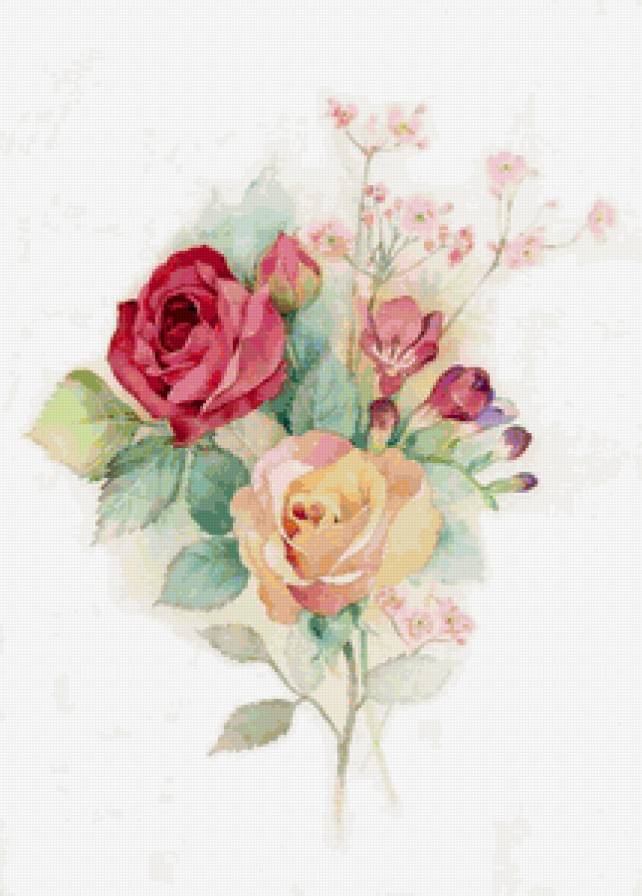 Акварельные цветы - розы, картина, живопись, природа, акварель, цветы - предпросмотр