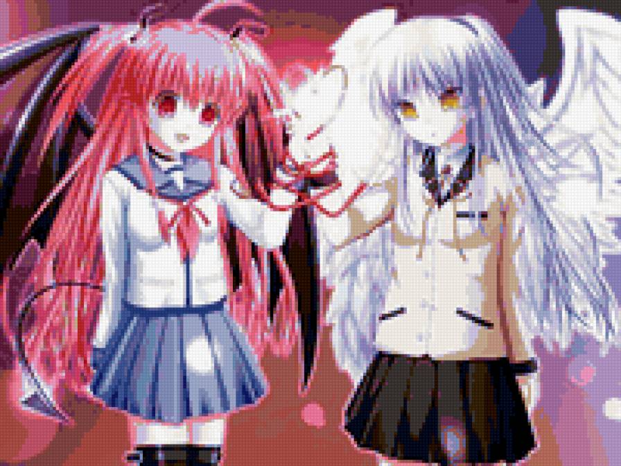 ангел и демон - девочка, аниме, ангелы - предпросмотр