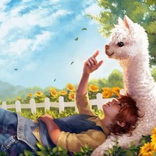 Схема вышивки «лама и мальчик»