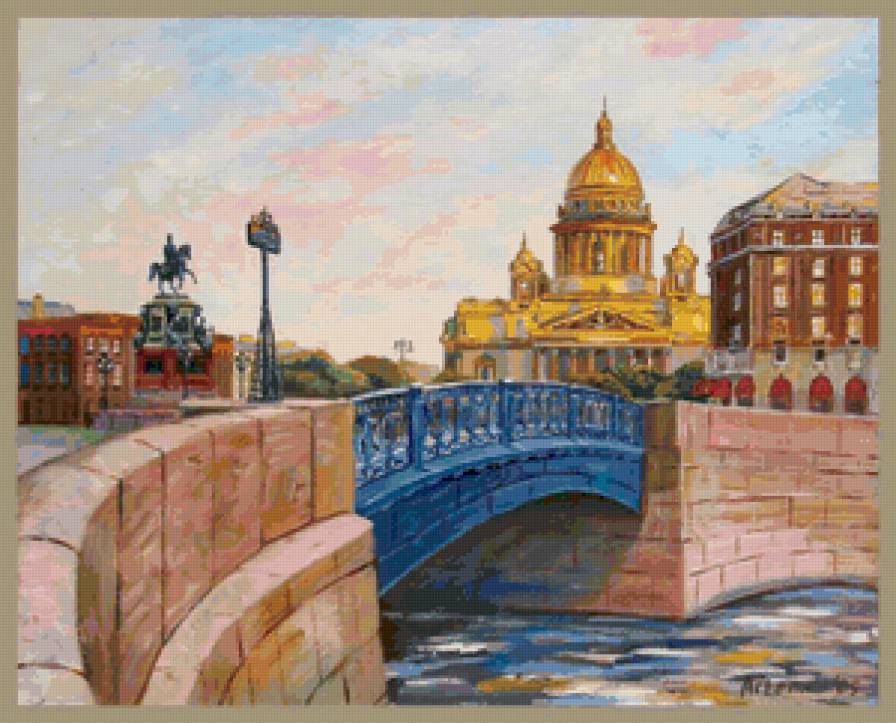 Серия "Городской пейзаж" - река, мостик, город, пейзаж, дом - предпросмотр