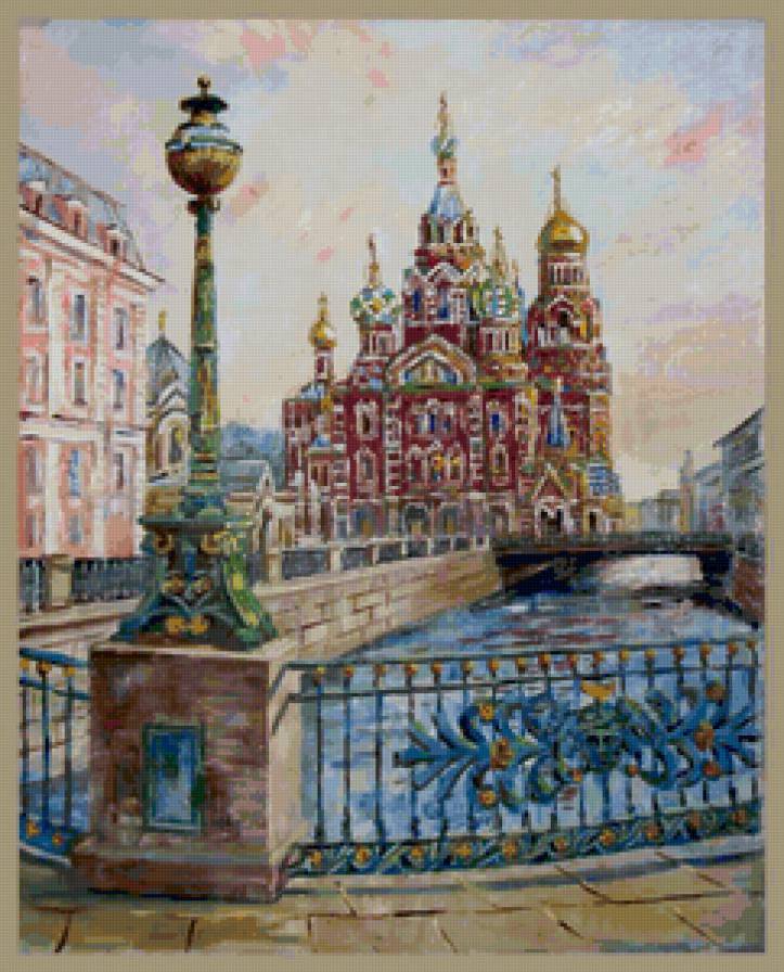 Серия "Городской пейзаж" - город, река, мостик, храм, пейзаж, собор - предпросмотр