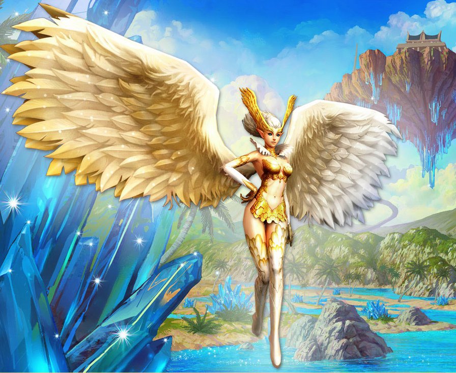 №159617 - воительница, девушка, воин, аниме, ангел, фэнтази - оригинал