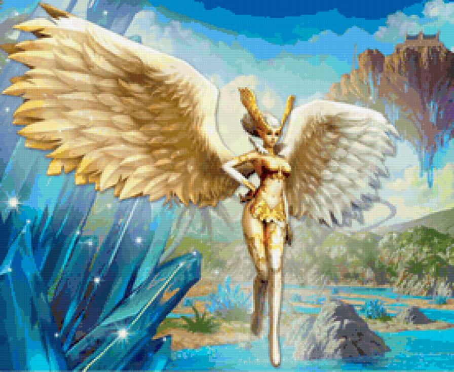 №159617 - воительница, воин, аниме, фэнтази, девушка, ангел - предпросмотр