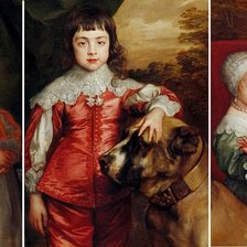 Схема вышивки «дети и мастиф (триптих) общий вид»