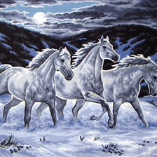 Схема вышивки «ТРИ БЕЛЫХ КОНЯ»