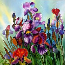 Схема вышивки «ирисы»