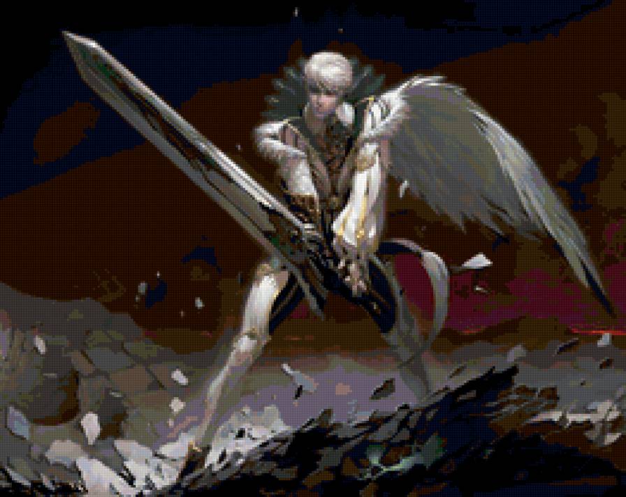 №160544 - аниме, воин, фэнтази, эльфы, ангел, мечи - предпросмотр