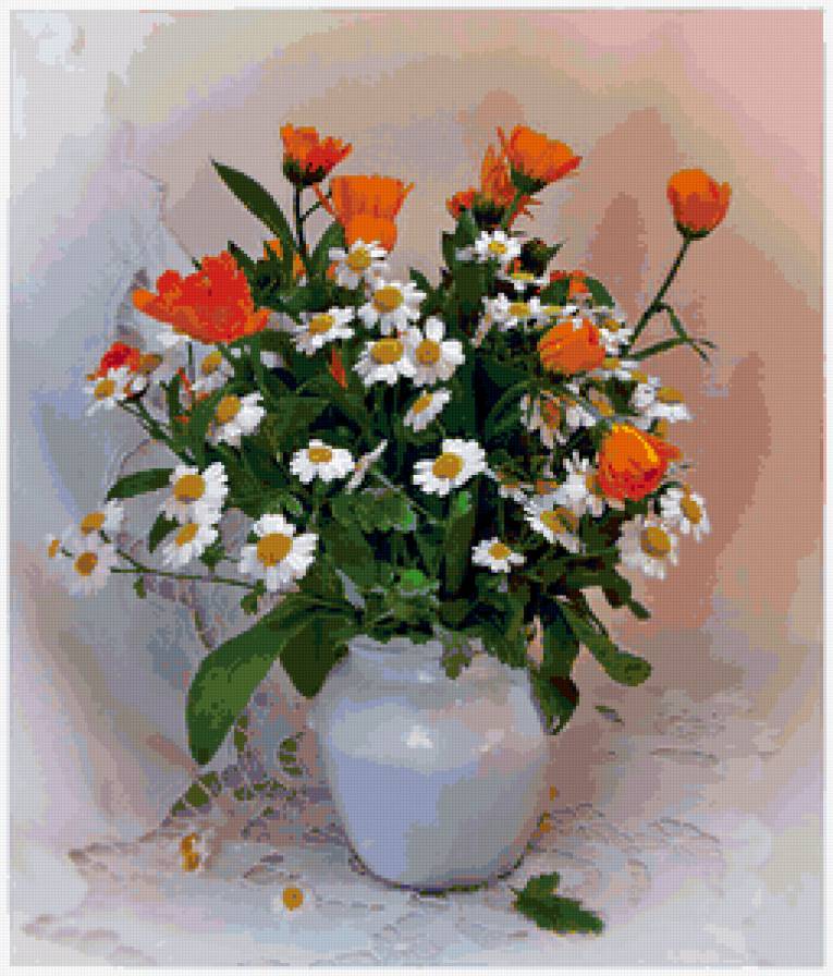 полевые цветы - маки, ромашки - предпросмотр