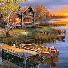 Схема вышивки «Рассвет на озере»