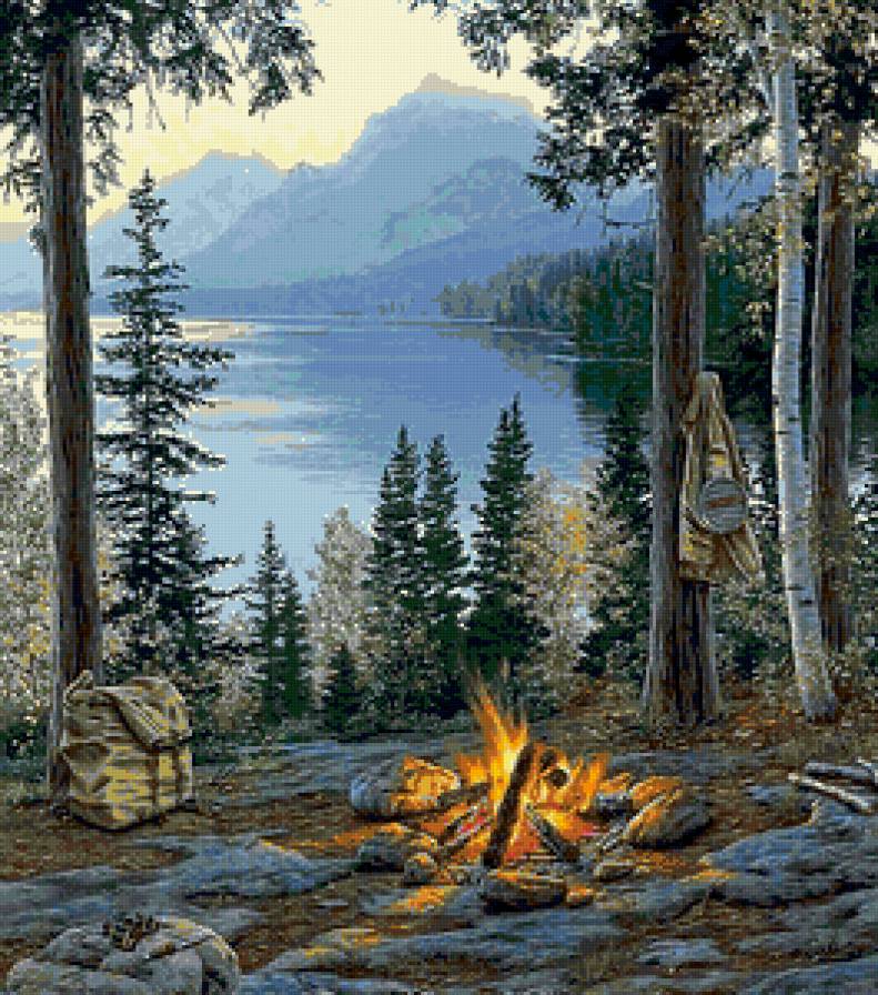 Рассвет над озером - предпросмотр