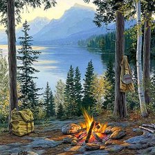 Схема вышивки «Рассвет над озером»