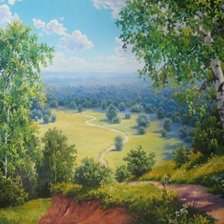 Схема вышивки «Пейзаж, березы»