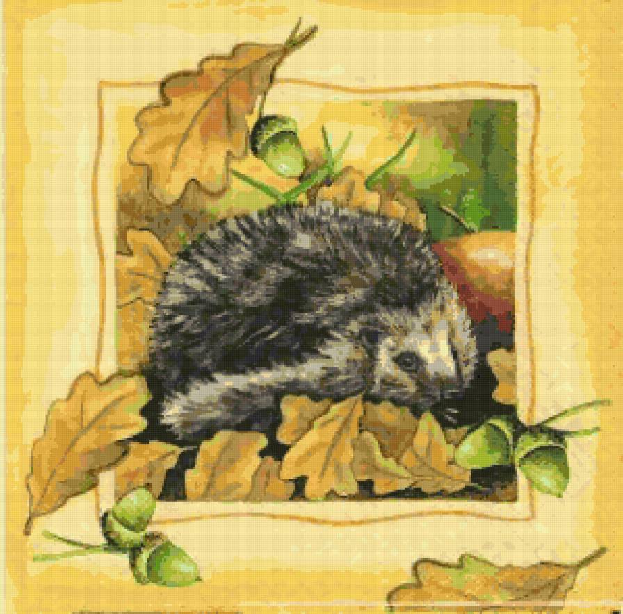 Подушка "Ёжик" - ежи, ежики, листья, осень, зверушки, ежик, природа, подушки - предпросмотр