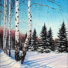 Схема вышивки «Пейзаж, березы, зима»