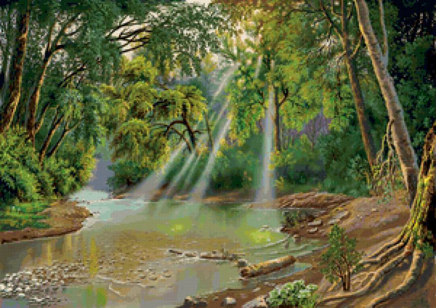 Лес - лес, красота, озеро, солнце, лето - предпросмотр