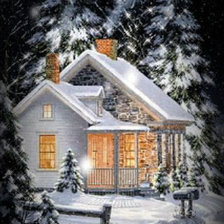 Схема вышивки «Зимний домик»