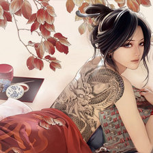 Схема вышивки «Японка»