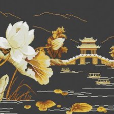 Схема вышивки «Лилия у пагоды»