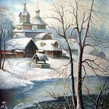 Схема вышивки «деревенская церковь»