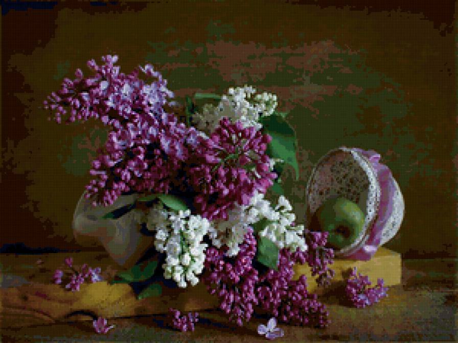 натюрморт - ваза, сирень - предпросмотр