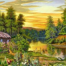 Схема вышивки «пейзаж»