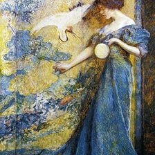 Схема вышивки «Девушка в синем»