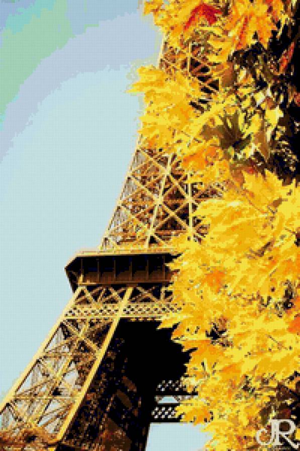 Осень в Париже - осень, эйфелева башня, пейзаж - предпросмотр