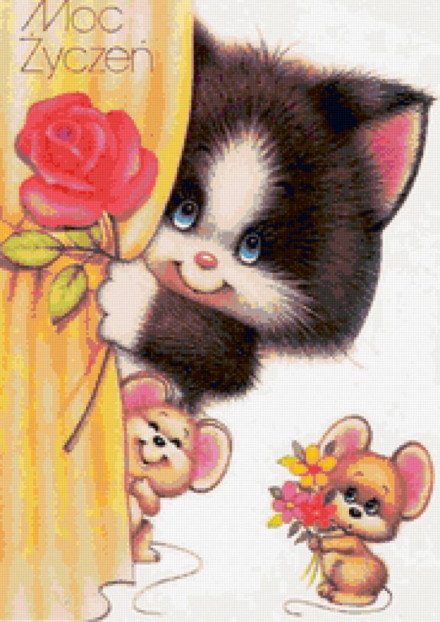 Котенок и мышки - мышки, котенок - предпросмотр