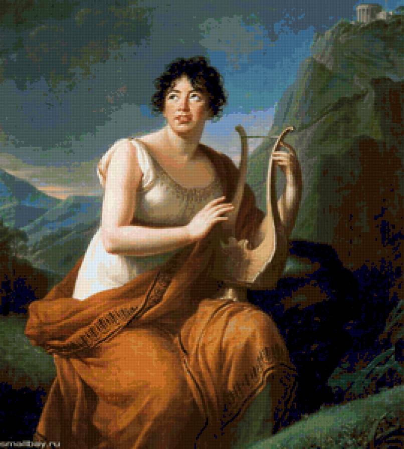 Виже-Лебрен Элизабет. Мадам де Сталь. - девушка, люди, женщина, лицо., портрет - предпросмотр