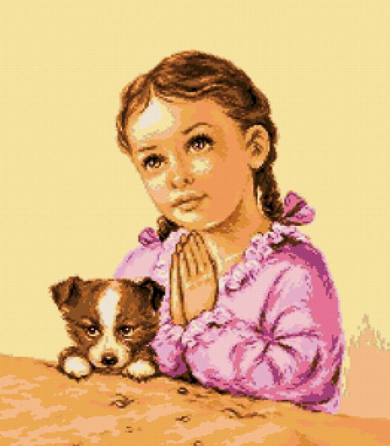 №163907 - девочка, щенок, картинка - предпросмотр