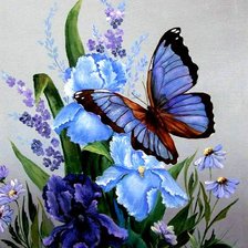 Схема вышивки «бабочка на цветах»