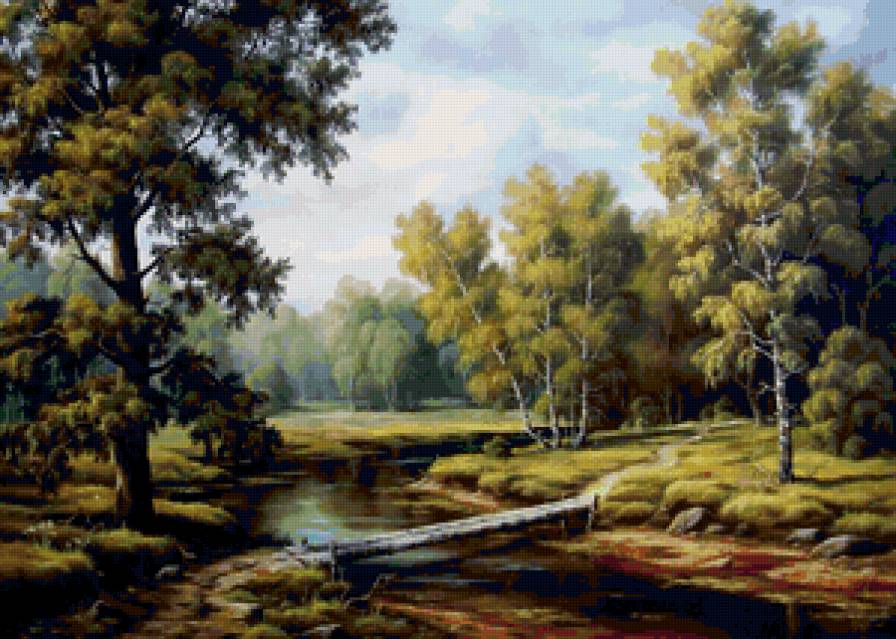 Пейзаж, березы, река - березы, река, пейзаж - предпросмотр