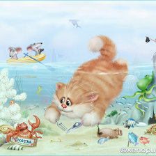 Схема вышивки «кот подводник..»