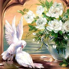 Схема вышивки «Голубки»