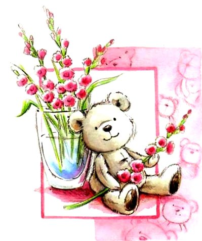 картина для детей - детская картина, мишки, медведи, медвежонок, медвежата, цветы - оригинал