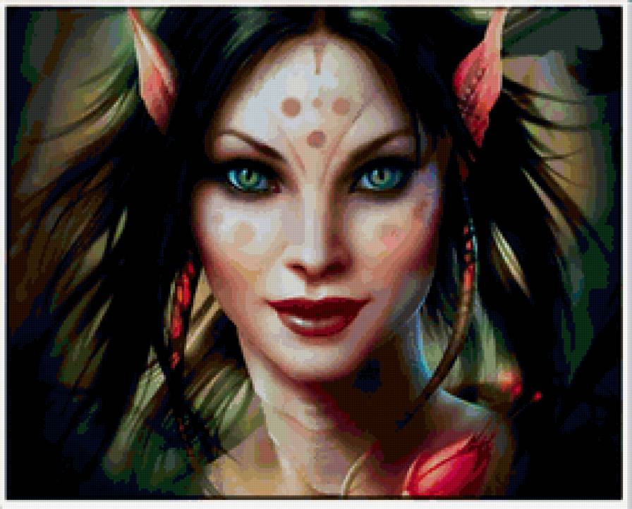 девушка-кошка - магия, кошка, фэнтази, девушка - предпросмотр