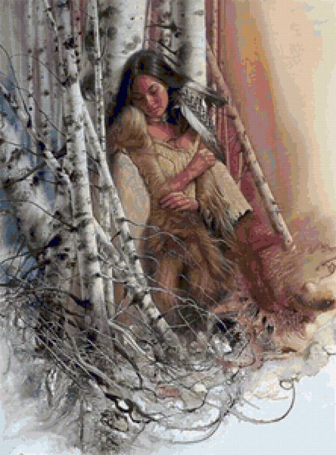 Серия "В индейском стиле" - девушка, пейзаж - предпросмотр