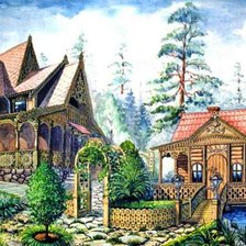 Схема вышивки «теремок»