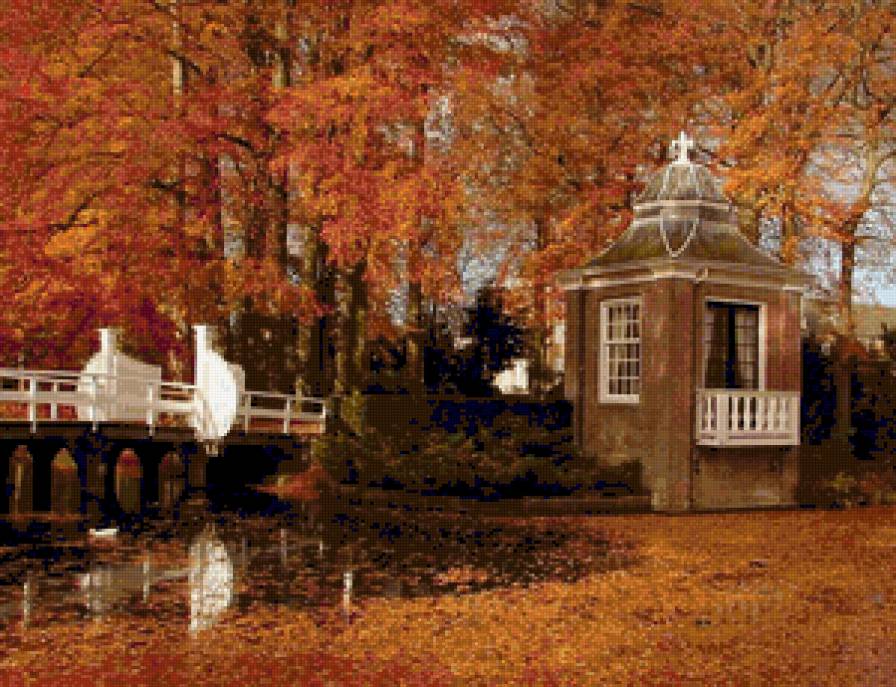 осенний пейзаж - пейзаж, осень, лес, озеро, природа - предпросмотр