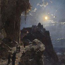 Схема вышивки «Ночное восхождение на Афон.Герман Корроди.1880г»